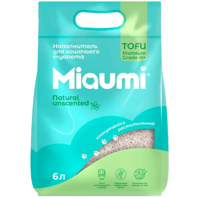 Мяуми/Miaumi Tofu Наполнитель комкующийся без ароматизатора 6л