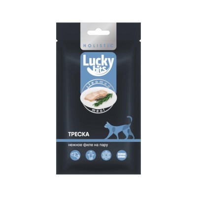 Lucky bits/Лаки Битс Лакомство для кошек нежное филе треска 25г